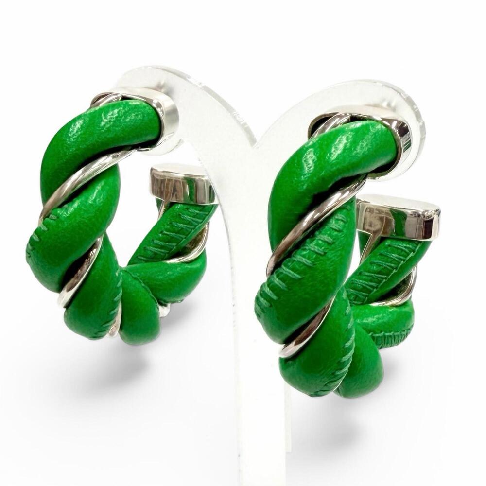 BOTTEGA VENETA Silver Leather Earrings